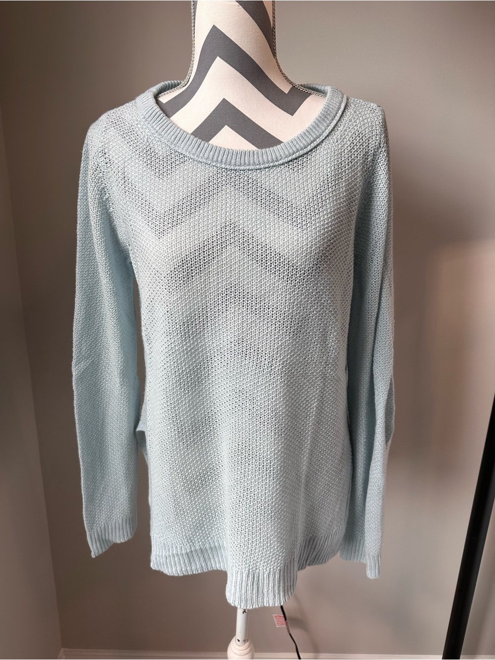 Calypso St Barth Light Blue Silk Cashmere Blend Open Knit Tunic Sweater Medium